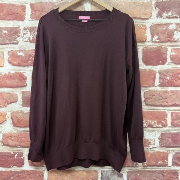 Isaac Mizrahi Sweater Women's. XXL Maroon Brown Casual Popover Tunic Knit - Picture 6 of 8